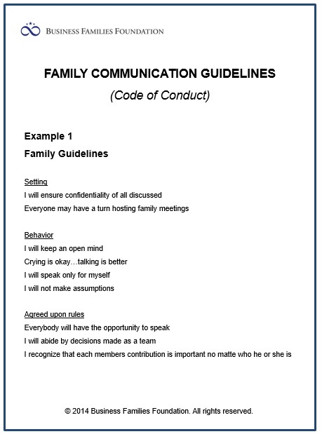 Family Guidelines example 1